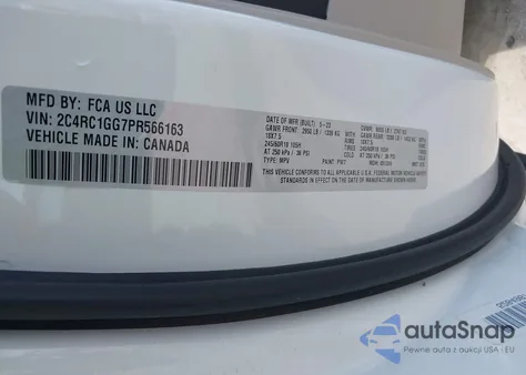 2023 Chrysler Pacifica Limited z USA, uszkodzony, nr VIN 2C4RC1GG7PR566163